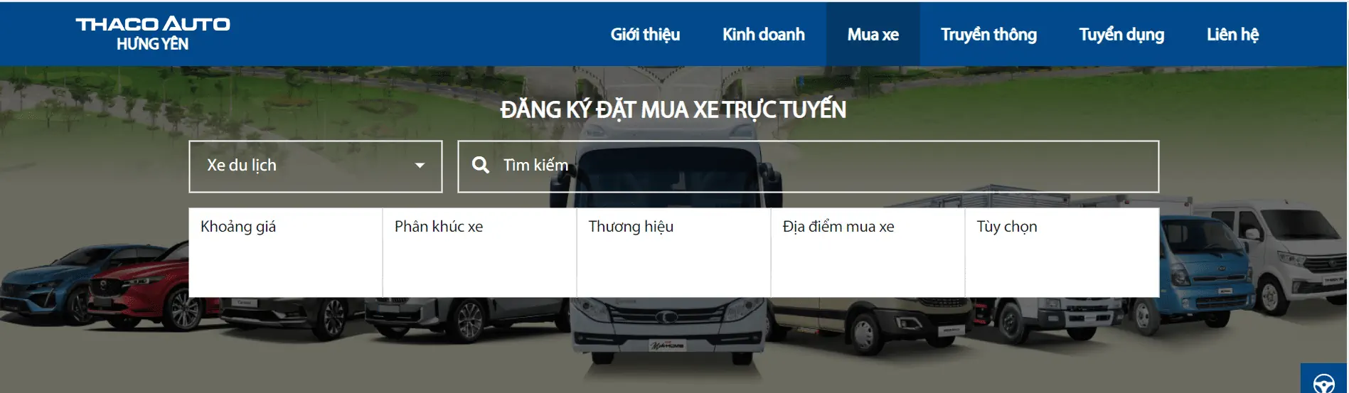 TRẢI NGHIỆM TÍNH NĂNG ĐẶT MUA XE TRỰC TUYẾN TRÊN WEBSITE THACO AUTO HƯNG YÊN