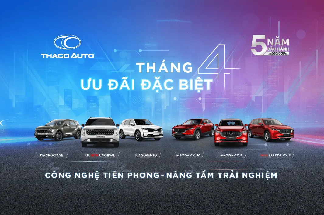 THACO AUTO TRI ÂN KHÁCH HÀNG VỚI ƯU ĐÃI ĐẶC BIỆT DỊP 30/4 & 01/05