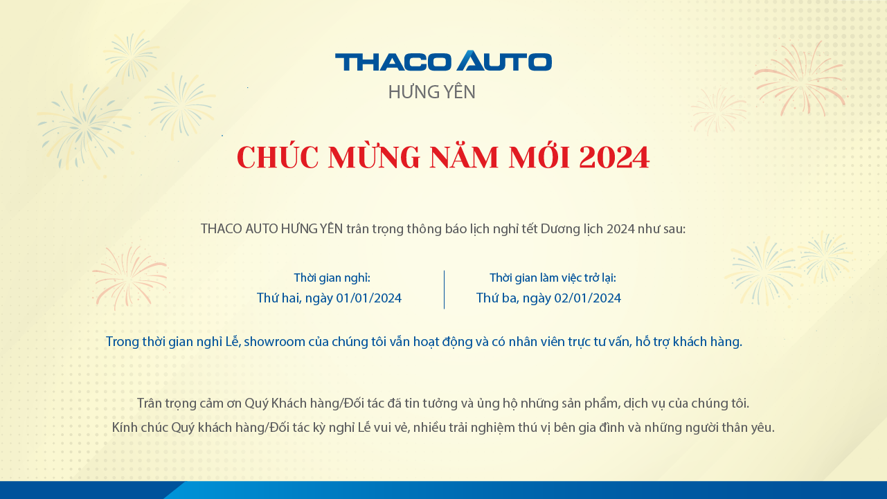 CHÚC MỪNG NĂM MỚI 2024 - THÔNG BÁO LỊCH NGHỈ LỄ