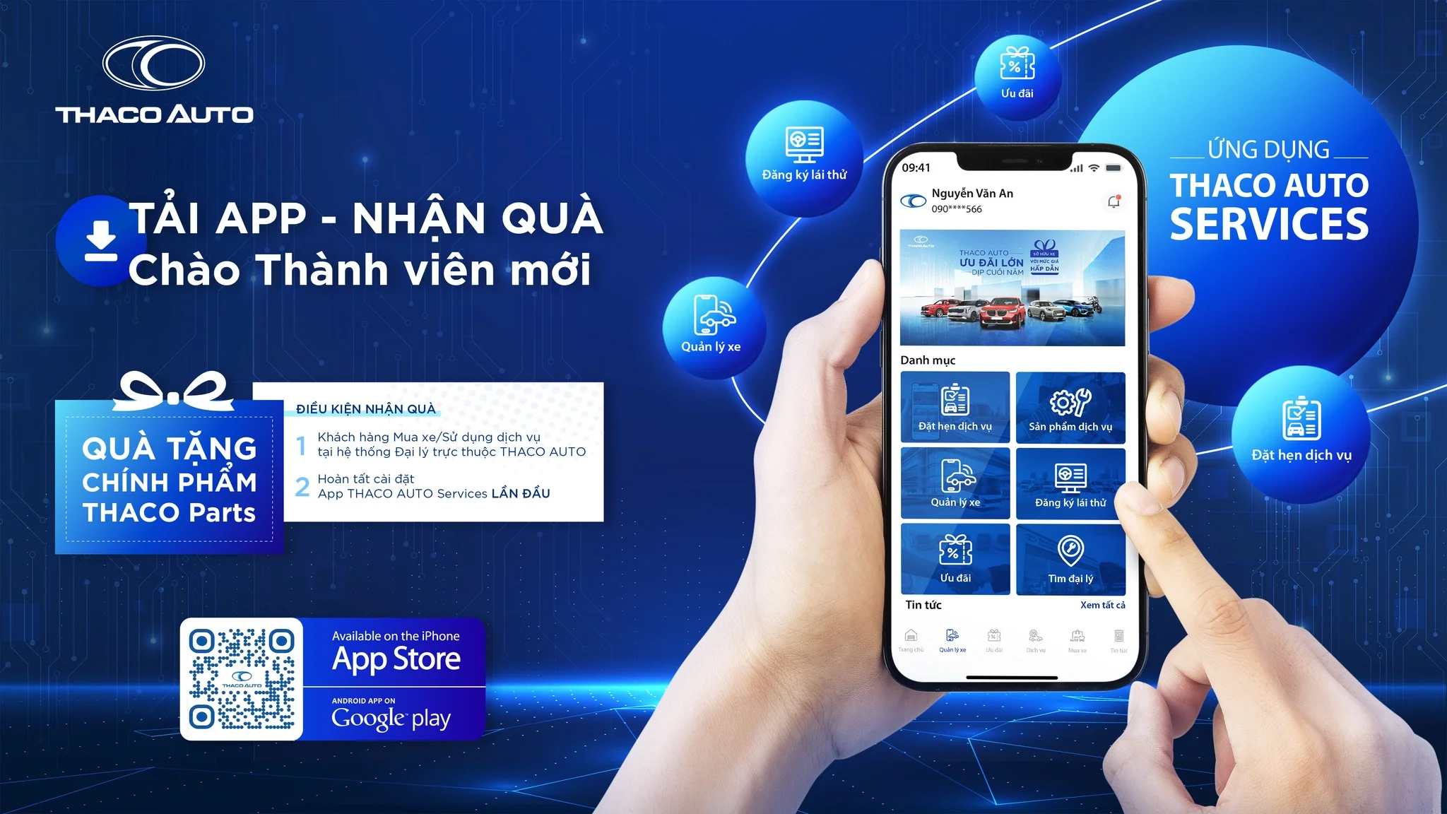 ƯU ĐÃI DÀNH RIÊNG CHO KHÁCH HÀNG KHI TẢI ỨNG DỤNG THACO AUTO SERVICES LẦN ĐẦU