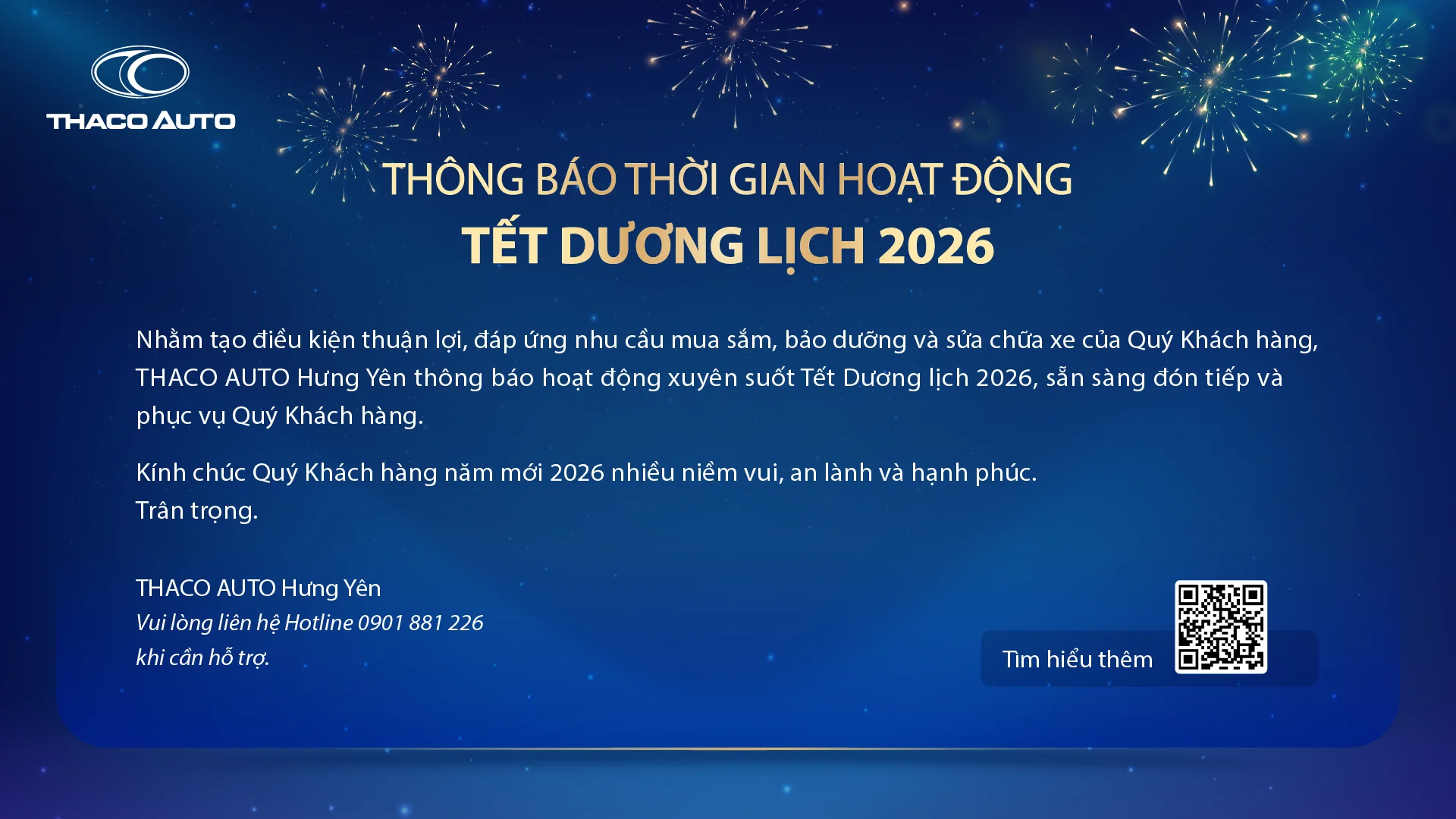 THÔNG BÁO LỊCH NGHỈ TẾT DƯƠNG LỊCH