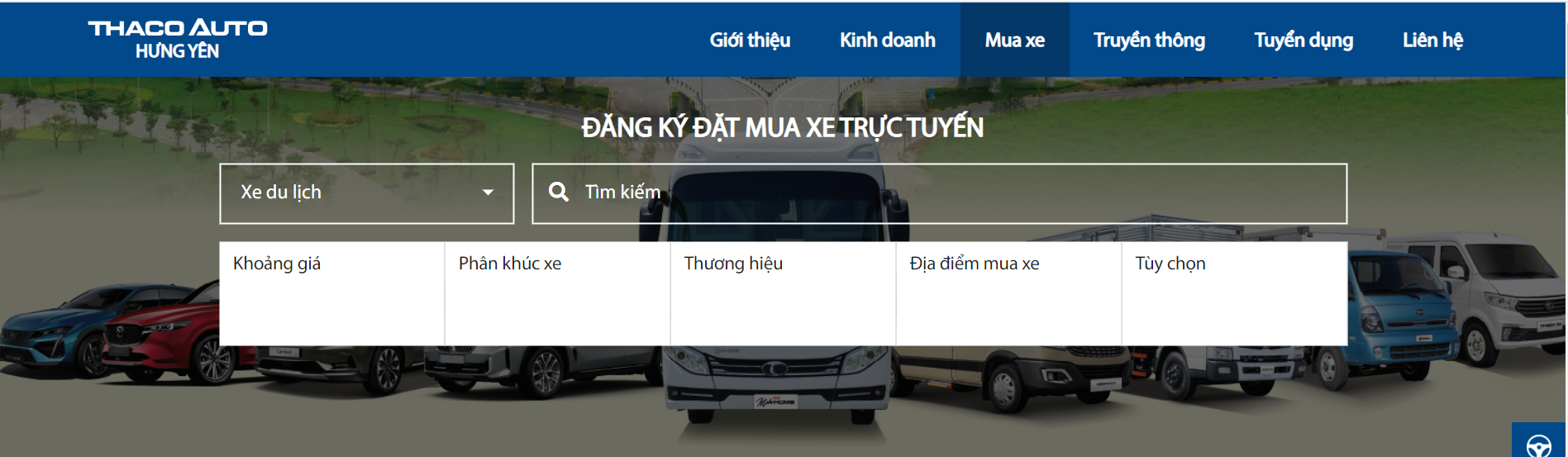 TRẢI NGHIỆM TÍNH NĂNG ĐẶT MUA XE TRỰC TUYẾN TRÊN WEBSITE THACO AUTO HƯNG YÊN